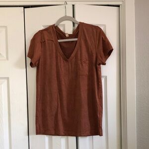 Wishlist Rust V-Neck Short Sleeve Pocket Tee
